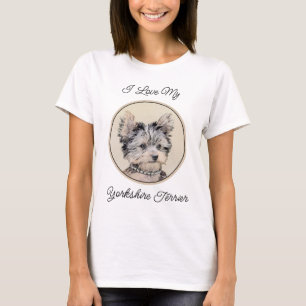 Yorkshire Terrier Puppy Painting Original Dog Art T-shirt