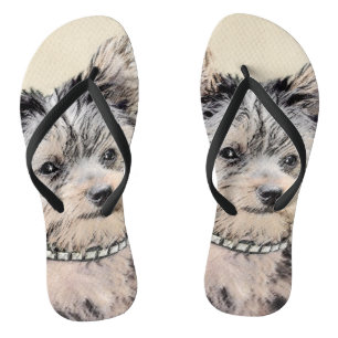 Yorkshire Terrier Puppy Painting Original Dog Art Teenslippers