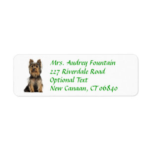 Yorkshire Terrier Puppy Return Label