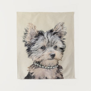 Yorkshire Terrier Puppy Schilderij Originele Honde Wandkleed