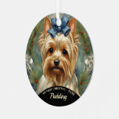 Yorkshire Terrier Puppy's Eerste Kerst Ornament (Voorkant links)