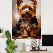 Yorkshire Terrier Realisme Kunstportret Poster (Thuiskantoor)