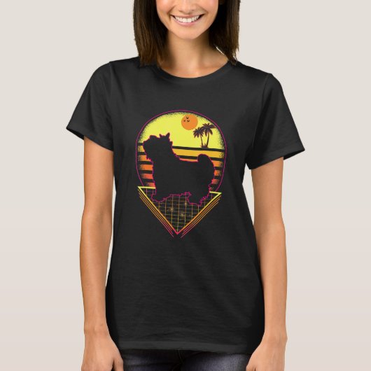 Yorkshire Terrier Retro Sunset  Dog T-shirt (Voorkant)