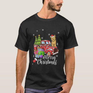 Yorkshire Terrier Riding Red Truck Xmas Merry Chri T-shirt