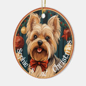 Yorkshire Terrier’s Eerste Kerstmis Keramisch Ornament (Links)