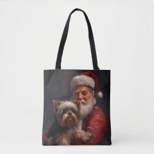Yorkshire Terrier Santa Claus Feestelijke Kerstmis Draagtas