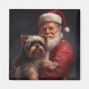 Yorkshire Terrier Santa Claus Feestelijke Kerstmis Magneet