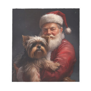 Yorkshire Terrier Santa Claus Feestelijke Kerstmis Notitieblok