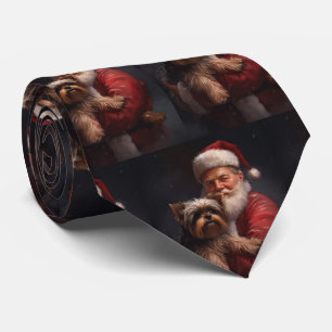 Yorkshire Terrier Santa Claus Feestelijke Kerstmis Stropdas