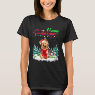 Yorkshire Terrier Santa Hat-kerstverlichting Merry T-shirt