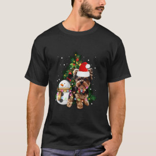 Yorkshire Terrier Santa Hat Xmas Lights T-shirt