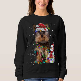 Yorkshire Terrier Santa Hat Xmas Lights Trui