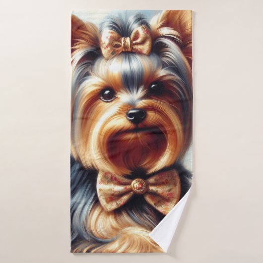 Yorkshire Terrier schilderij Badhanddoek (Badhanddoek)