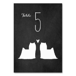 Yorkshire Terrier Silhouetten bruiloft receptie Kaart