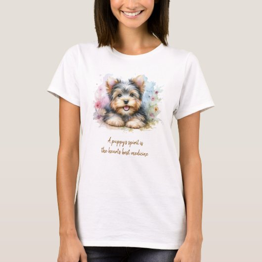 Yorkshire Terrier T-shirt met citaat (Voorkant)