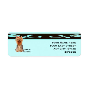 Yorkshire Terrier, Turquoise & Zwart Design Etiket