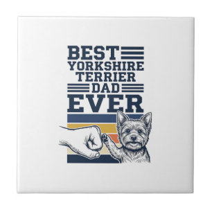Yorkshire Terrier Vader Vuist Bump Vintage Vector Tegeltje