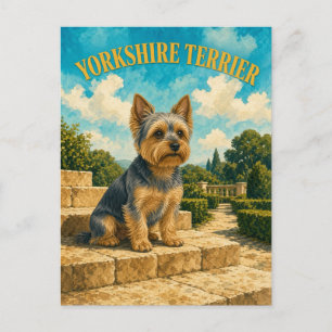 Yorkshire Terrier, Vintage Watercolor Honden Kunst Briefkaart