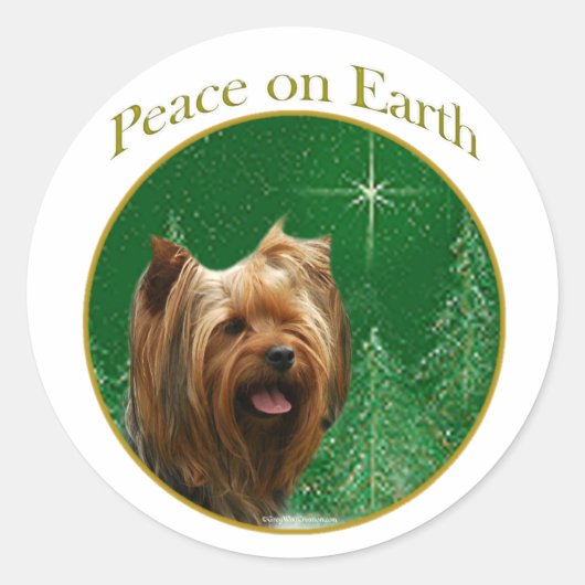 Yorkshire Terrier Vrede Ronde Sticker (Voorkant)