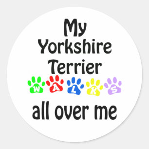 Yorkshire Terrier wandelingen ontwerp Ronde Sticker
