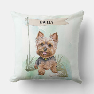 Yorkshire Terrier Watercolor Gepersonaliseerde Hon Kussen