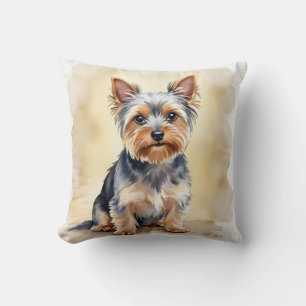 Yorkshire Terrier Watercolor Satin Flow Kunst Kussen