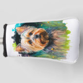 Yorkshire Terrier Waterverf Putter Golfheadcover (Voorkant)