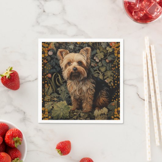 Yorkshire Terrier Yorkie Dog  Bloemen Servet (Insitu)