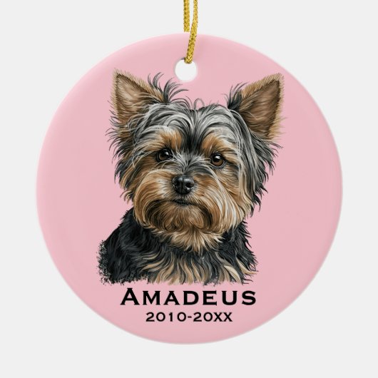 Yorkshire Terrier Yorkie Dog Pink Keepomwille Memo Keramisch Ornament (Voorkant)