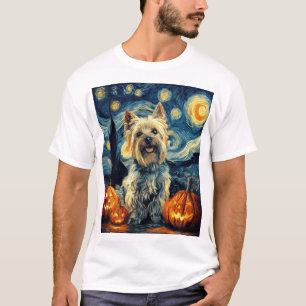 Yorkshire terriër Yorkie Hond van gogh sterrennach T-shirt