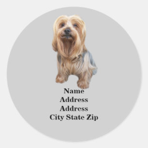 Yorkshire Terrier zo Schattige adreslabel Ronde Sticker