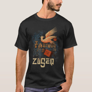 Yosegi Zaiku vogel en dobbelstenen Japanse houten T-shirt