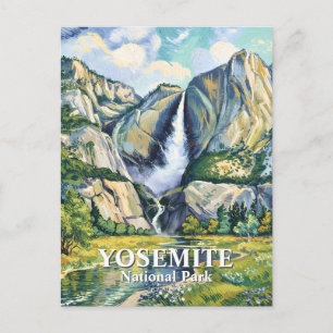 Yosemite Bridalveil Fall Kleurrijk Van Gogh Vintag Briefkaart