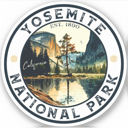 Yosemite California berg waterverf Sticker (Voorkant)