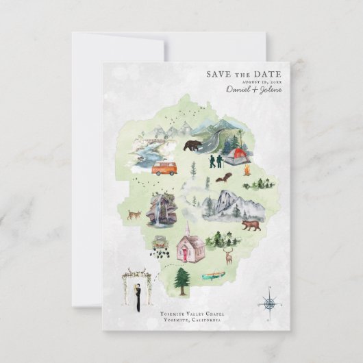 Yosemite | Carte Itinéraire De Mariage De Destinat (Devant)