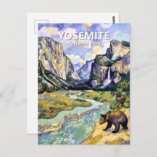 Yosemite El Capitan Bear Tunnel View Van Gogh Art Briefkaart (Voorkant / Achterkant)