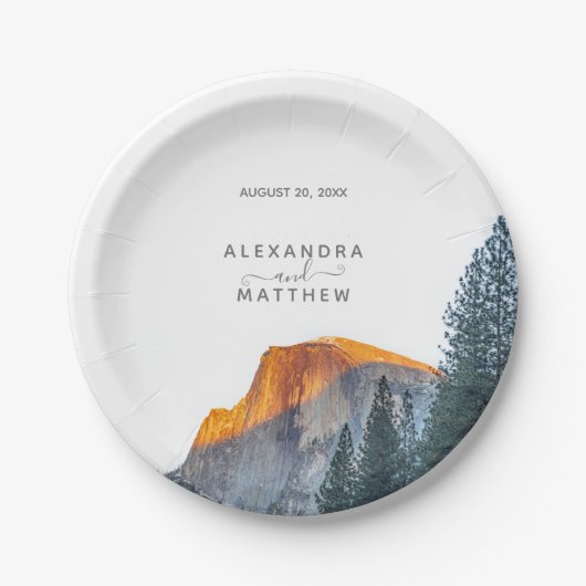 Yosemite Half Dome Sunset Trouwpapier Borden Papieren Bordje (Voorkant)