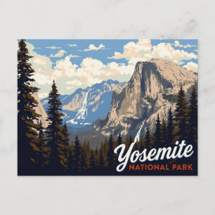 Yosemite Half Dome Vintage Poster Kunst Briefkaart