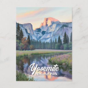 Yosemite Half Dome Zonsondergang Weide Landschap A Briefkaart