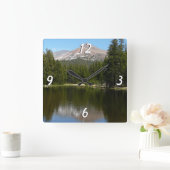 Yosemite Lake Reflection Vierkante Klok (Huis)