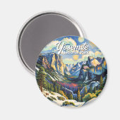 Yosemite Mountains Tunnel View Winter Colorful Magneet (Voorkant / Achterkant)