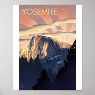 Yosemite Nationaal Park Litho Kunstwerk Poster