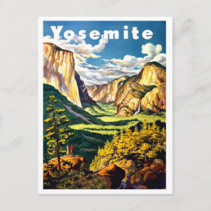 Yosemite nationaal park, vintage reisposter briefkaart