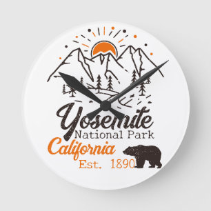 Yosemite National Park Beer Minimalistische berg Ronde Klok