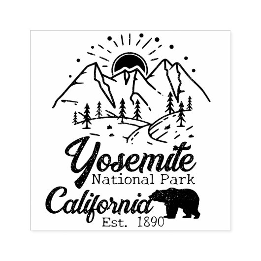 Yosemite National Park Beer Minimalistische berg Rubberstempel (Afrduk)