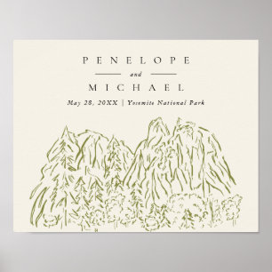 Yosemite National Park Berghuwelijk Poster