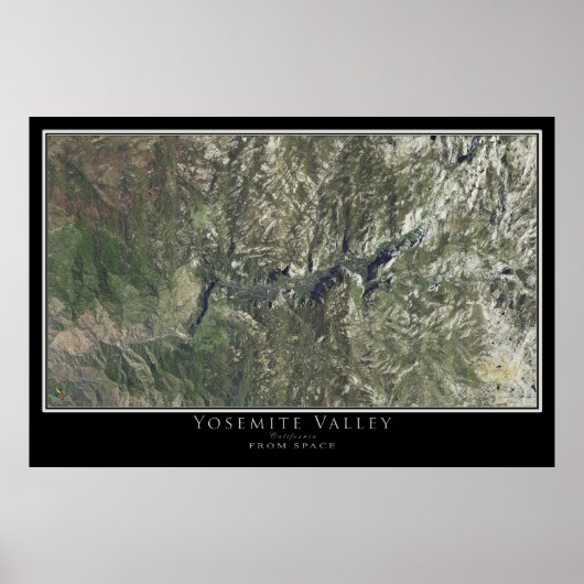Yosemite National Park California Satellite Map Poster (Voorkant)