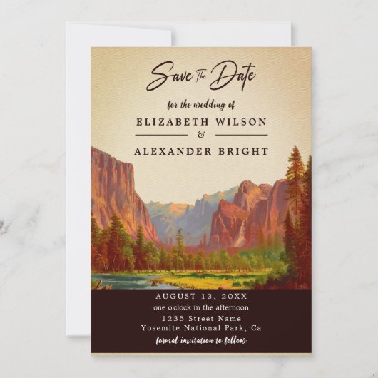 Yosemite National Park Californië bewaart de datum Kaart (Voorkant)