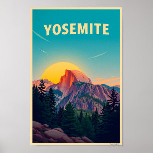 Yosemite National Park Half Dome Antiek Poster