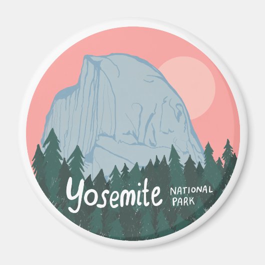 Yosemite National Park Half Dome Pink Magneet (Voorkant)